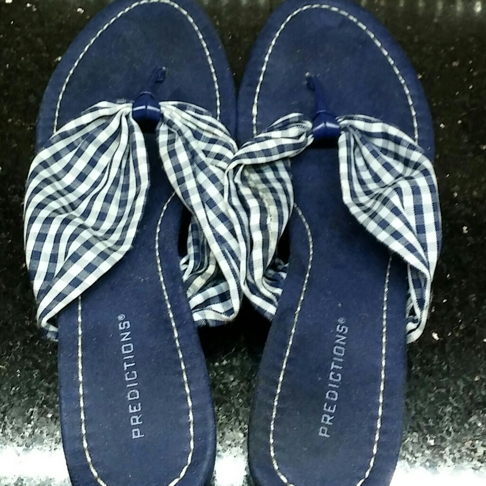 Nautical marine blue & white basketweave sandal
